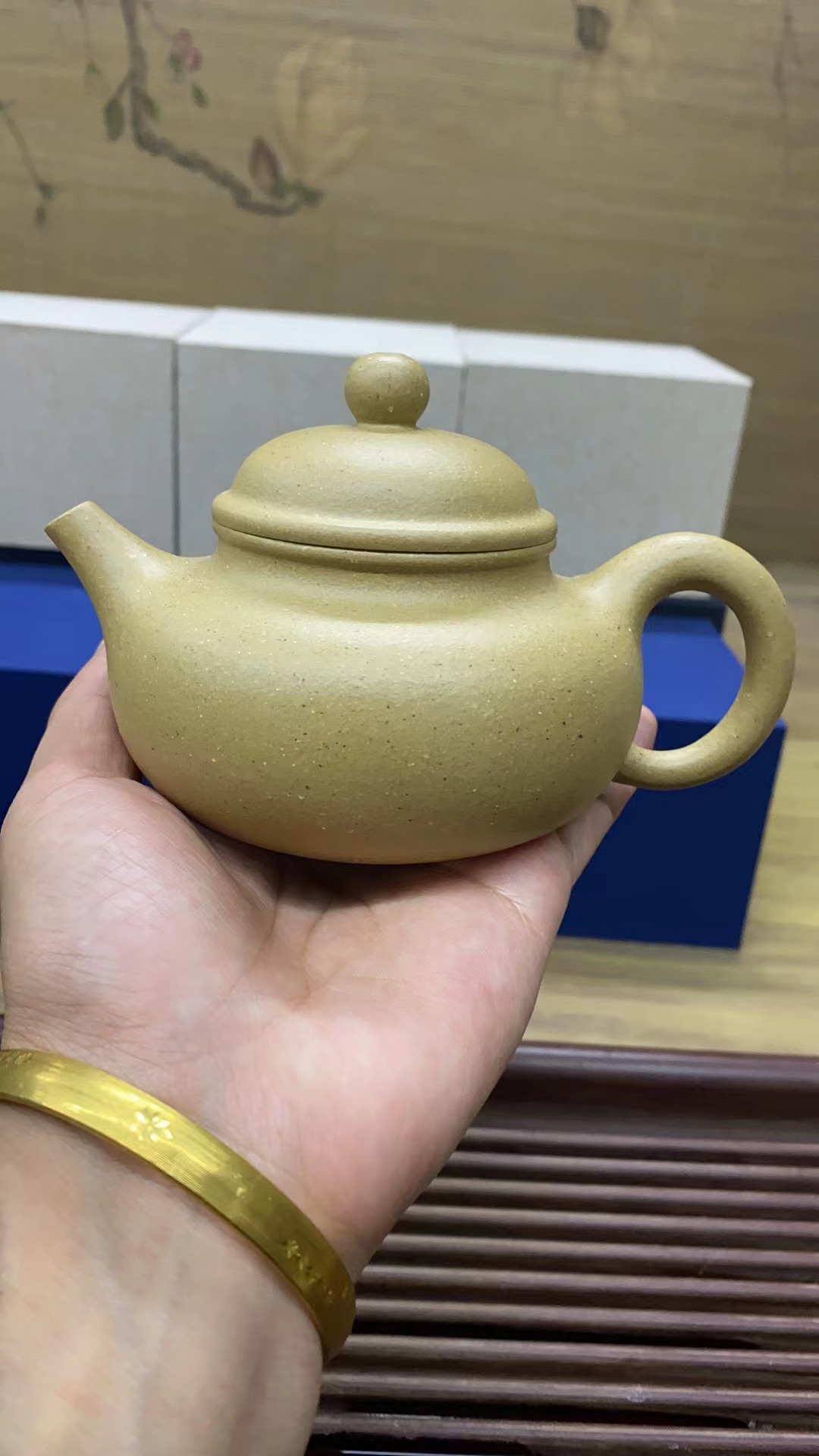 兰掌柜亲工家藏无添加梨皮绿泥精工半手（容天壶）