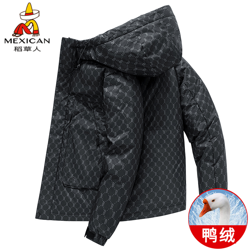 稻草人冬季男士羽绒服潮牌加厚保暖百搭外套白鸭绒冬天防寒服男装