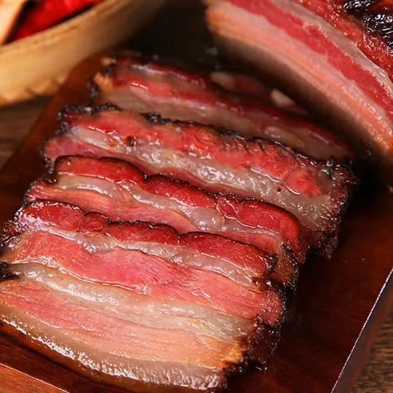 农村柴火烟熏腊五花肉不沾水可退