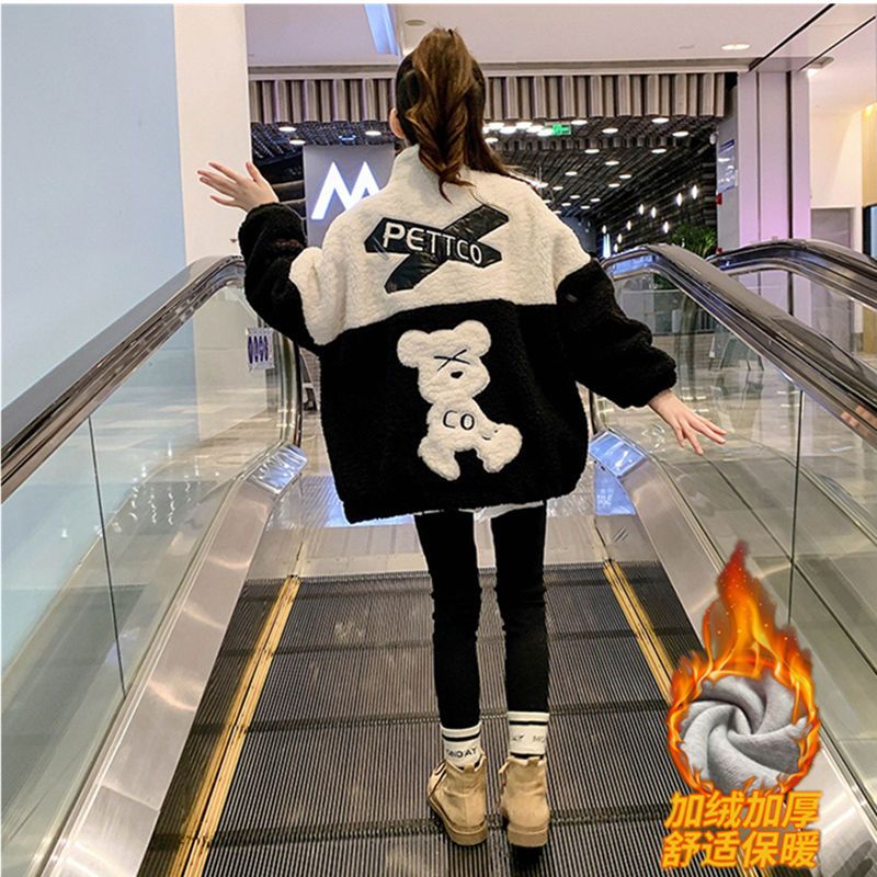 秋冬新款女童秋冬外套加绒加厚新款外穿中大童女孩洋气上衣