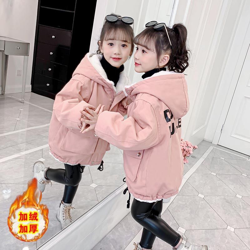 女童棉冬季棉服2023新款韩版中大儿童加绒加厚外套冬季小女孩