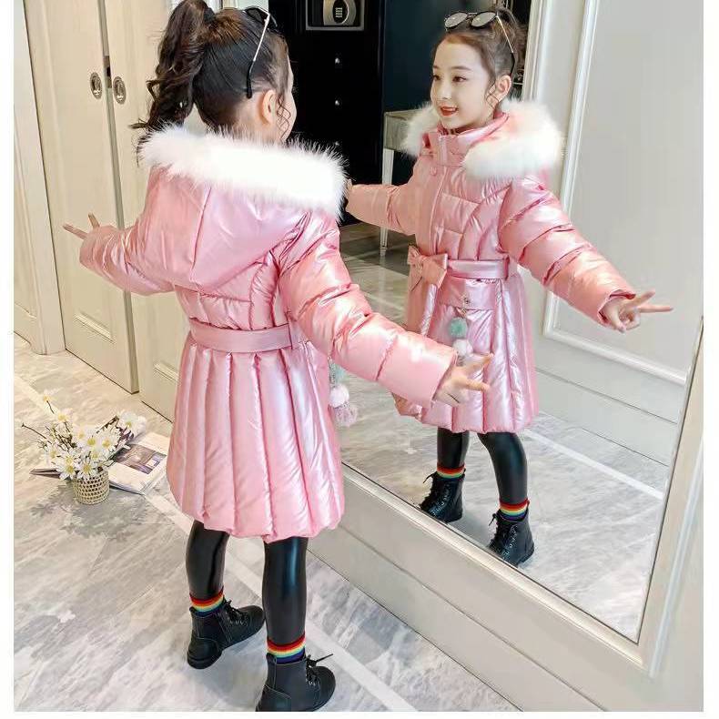 免洗女童棉袄中长款女孩加绒加厚棉服2023新款女童冬季外套网红款