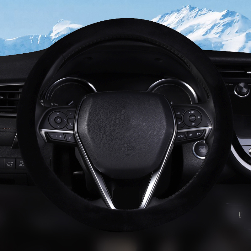 汽车方向盘套冬季毛绒保暖短绒毛绒女把套仿羊毛通用新款超薄无味