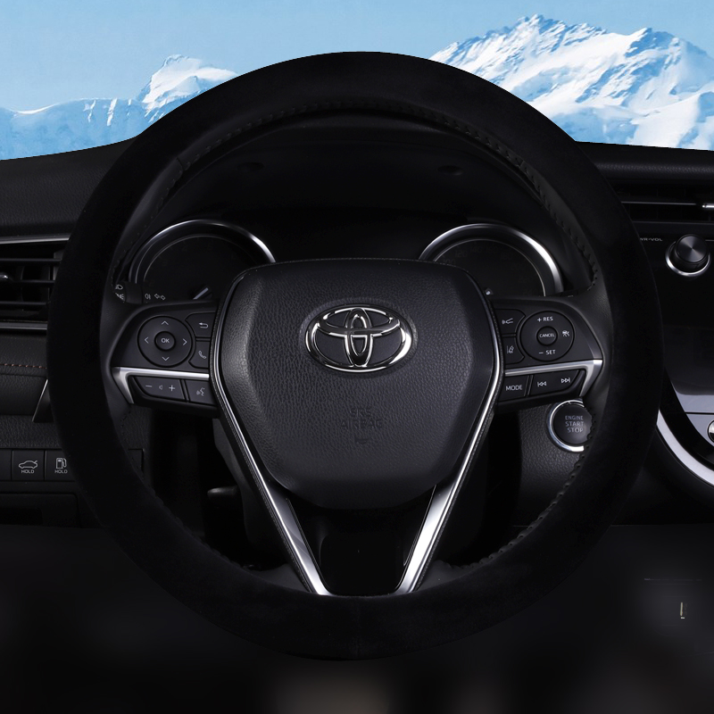 适用丰田凯美瑞雷凌卡罗拉锋威兰达荣放冬季天短毛绒保暖方向盘套