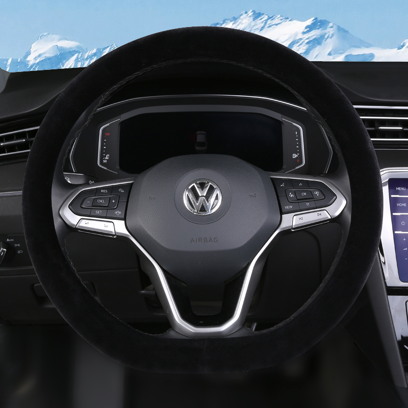 大众迈腾朗逸宝来帕萨特途观l速腾冬季短绒毛绒保暖方向盘套把套