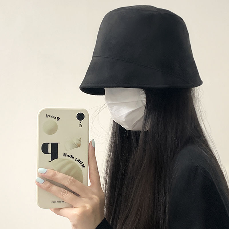 2022新款黑色渔夫帽女秋冬高级感日系盆帽显脸小素颜神器水桶帽子