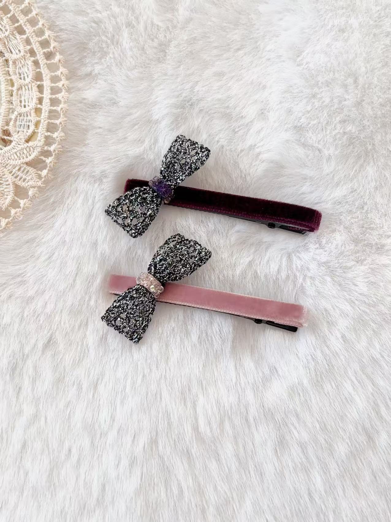 东大门气质时尚蝴蝶结丝绒发夹A321