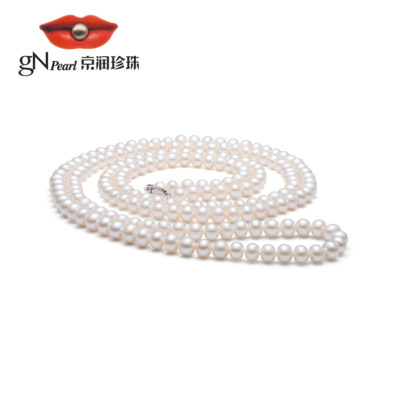 【gN Pearl】京润珍情白色淡水珍珠时尚毛衣链秋冬毛衣链长款项链