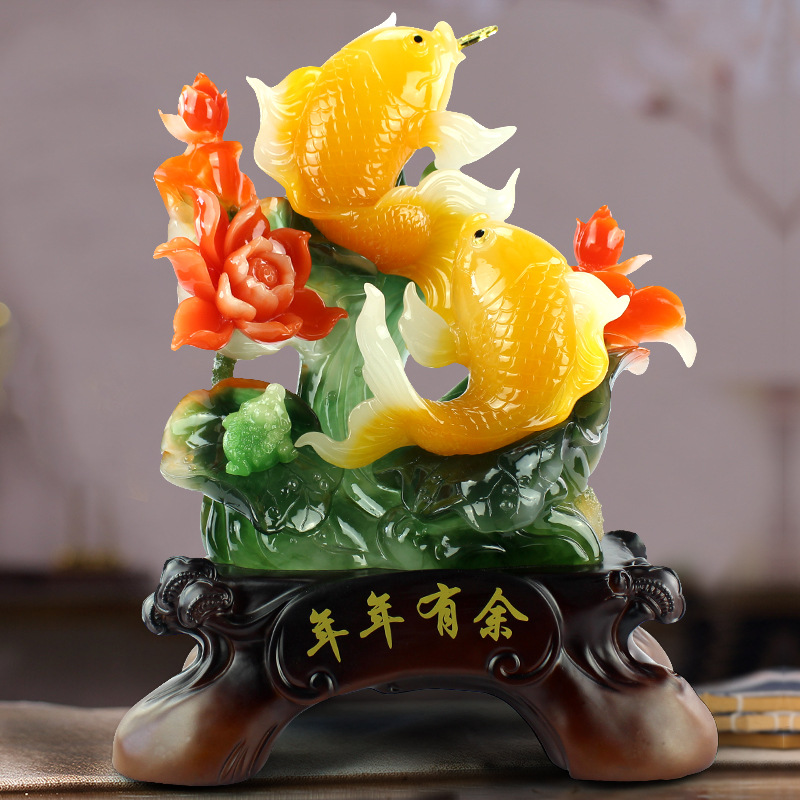 年年有余客厅卧室鱼摆件新房玄关电视柜桌面工艺品公司店铺开业礼
