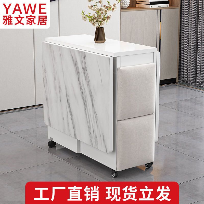 【元旦钜惠】折叠餐桌家用小户型可移动带轮多功能一桌四椅简易长