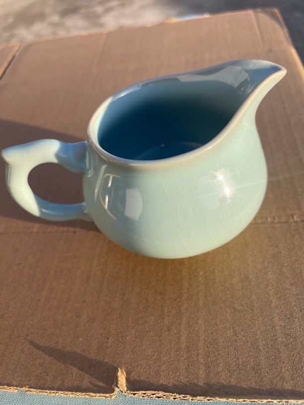 纯矿石青瓷家用天青色公道杯天青釉冰裂纹分茶公杯茶具手工陶瓷