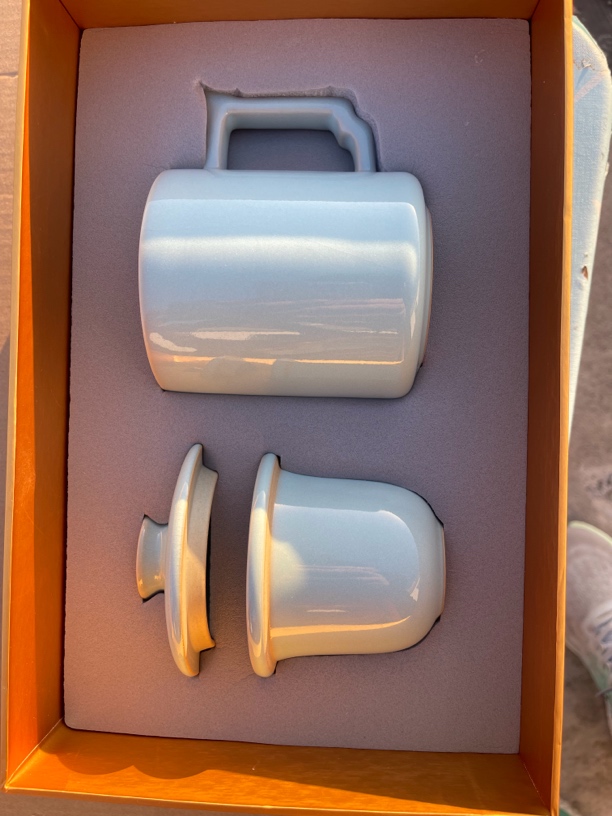 蓝色矿石汝瓷办公杯泡茶手工主人杯茶水分离杯茶杯带盖陶瓷礼盒装