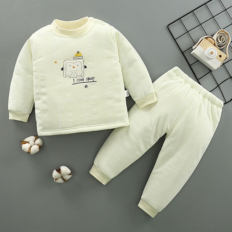 宝宝三层加厚保暖内衣儿童婴儿棉高领套装男童女童幼