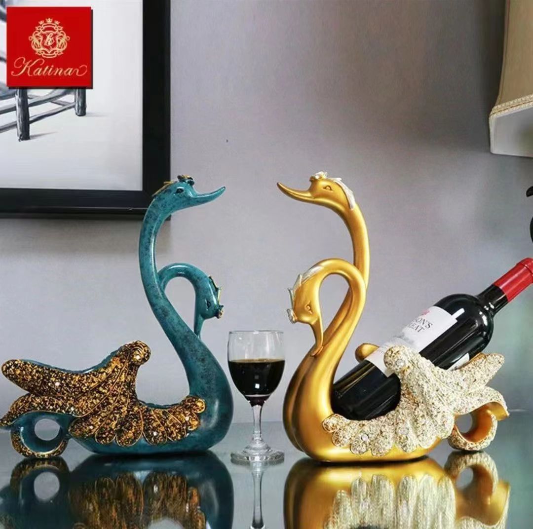 轻奢手工高档天鹅葡萄酒架摆件个性装饰简约家居酒柜客厅工艺品