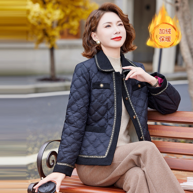 2024高端中年妈妈保暖棉服外套洋气棉袄短款新款秋冬中老年棉衣