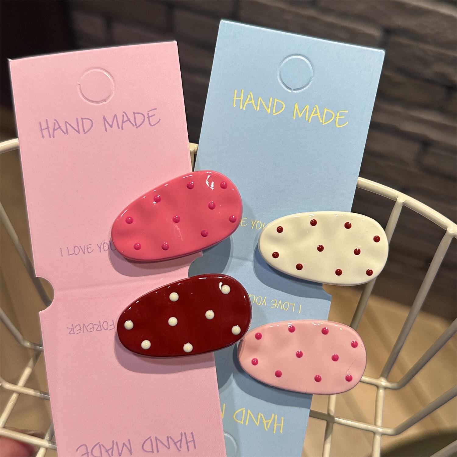 日韩简约波点小水滴鸭嘴夹ins简约百搭刘海边夹小众可爱风发夹女