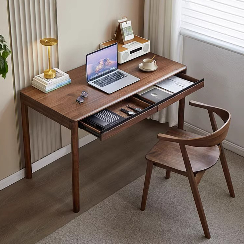 致典北美黑胡桃木书桌学生桌椅家用实木书桌写字桌简约双人写字台