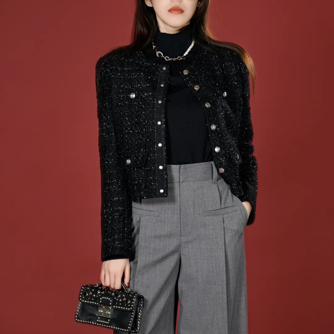 AMASS/阿玛施经典高级气质百搭小香秋冬短款外套5400827小香风