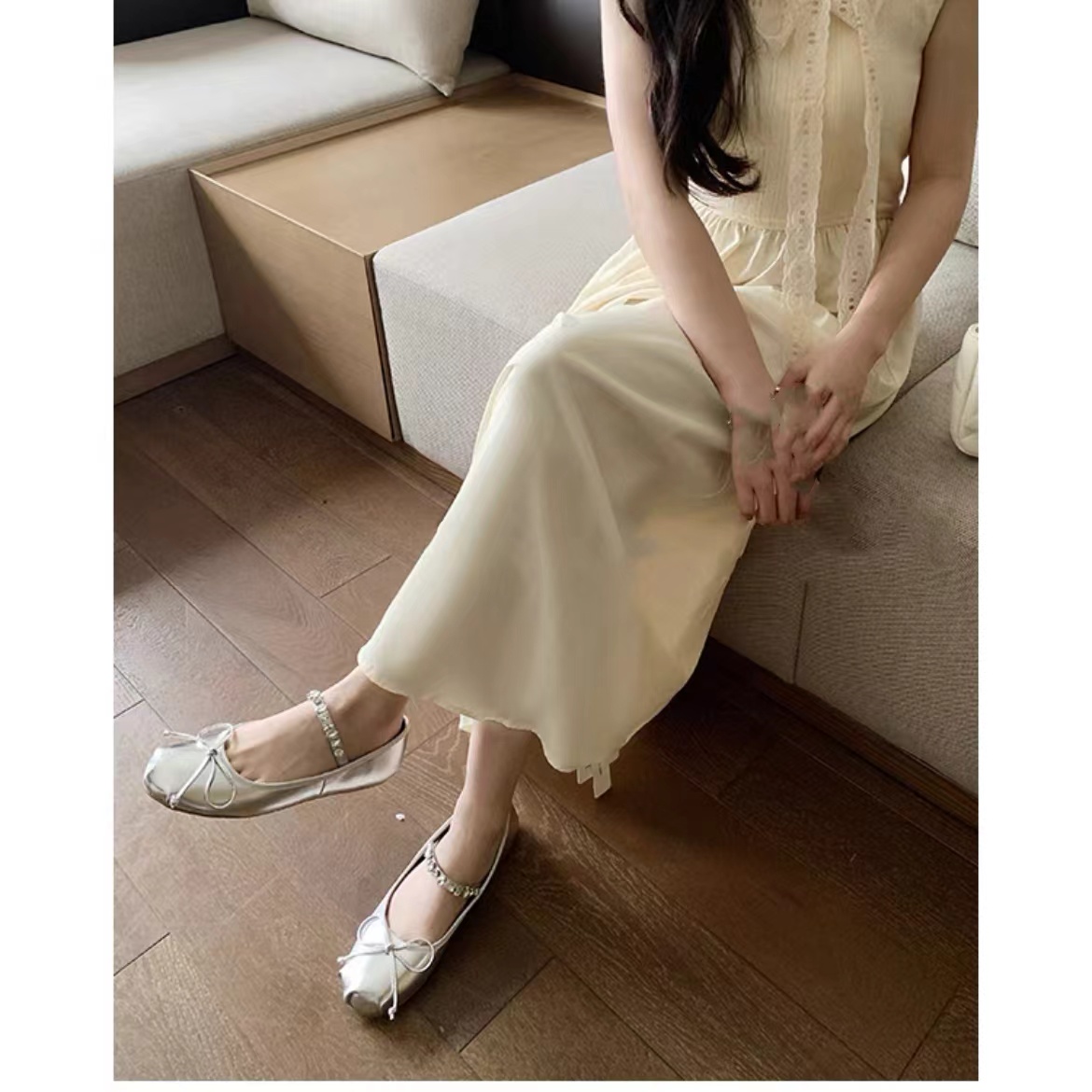 5525新款蝴蝶结圆头平底仙女芭蕾舞女鞋单鞋