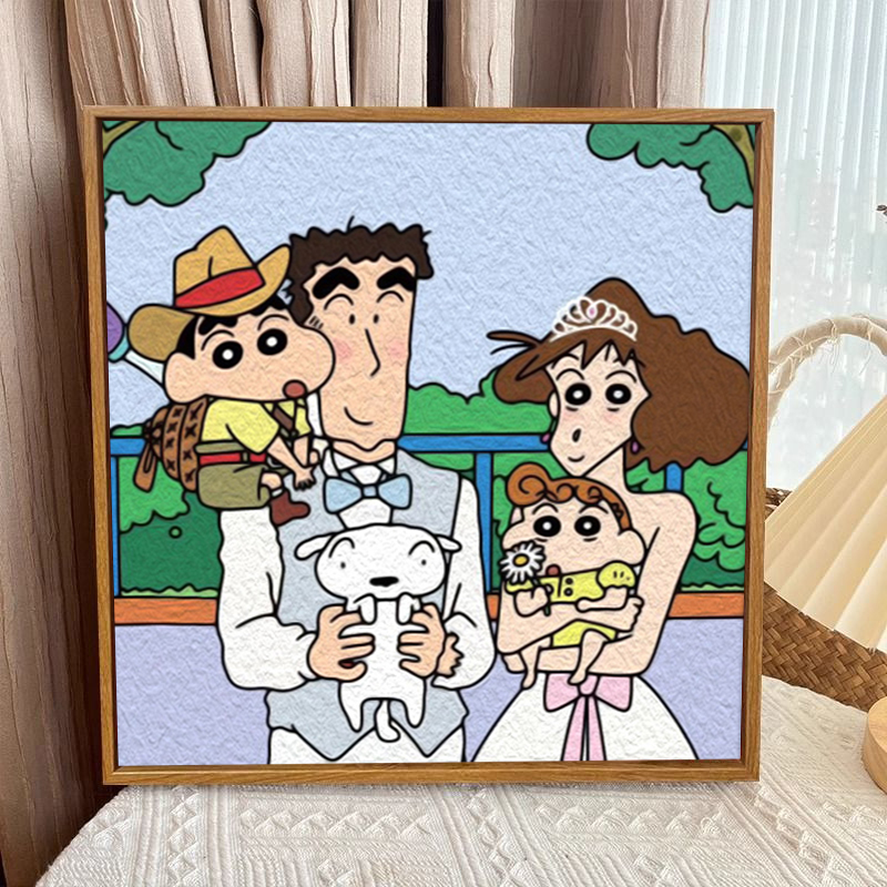 蜡笔小新数字油画diy卡通动漫儿童手工绘涂色丙烯填充画画油彩画