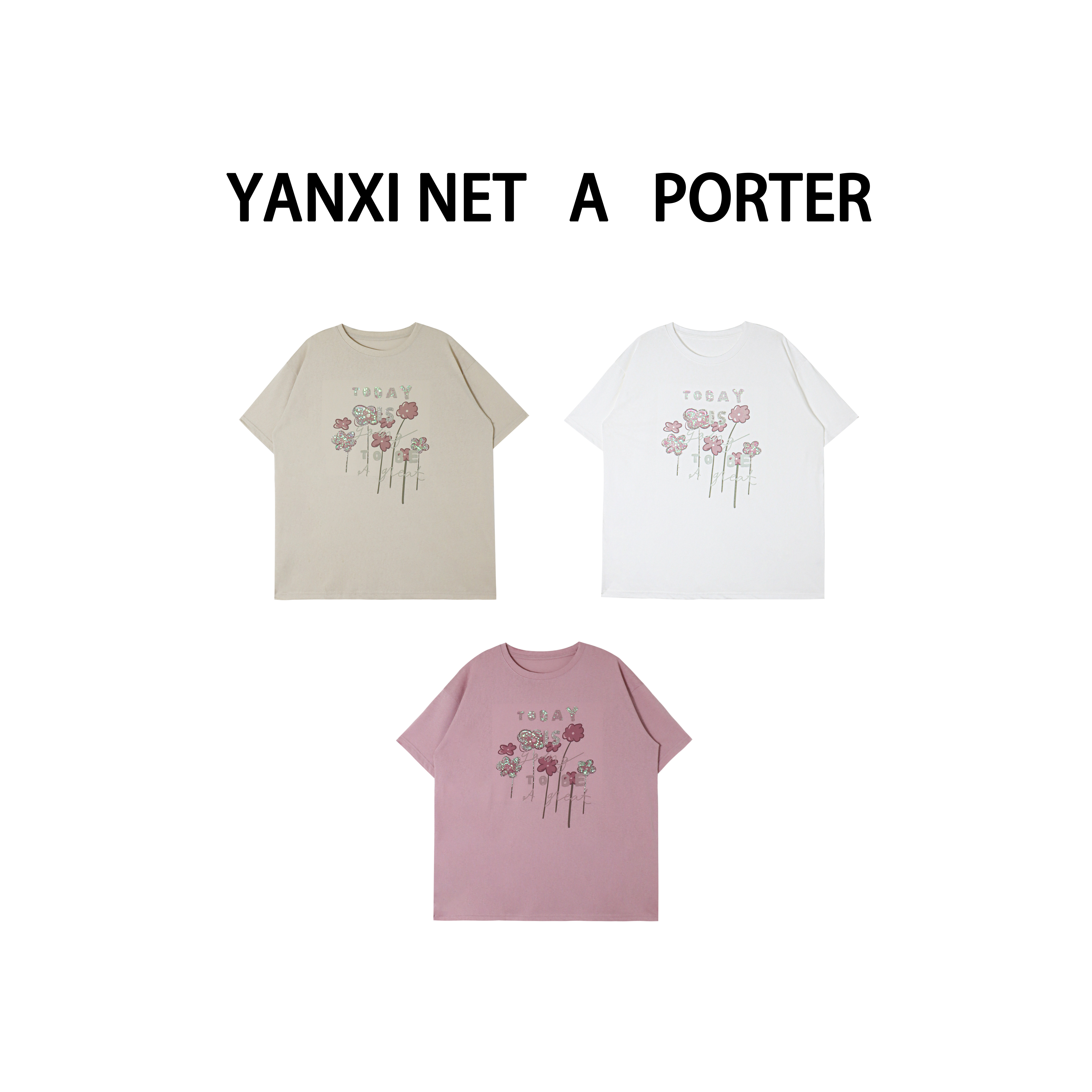 【6.5严选新品】GIB古着花朵重工宽松T恤