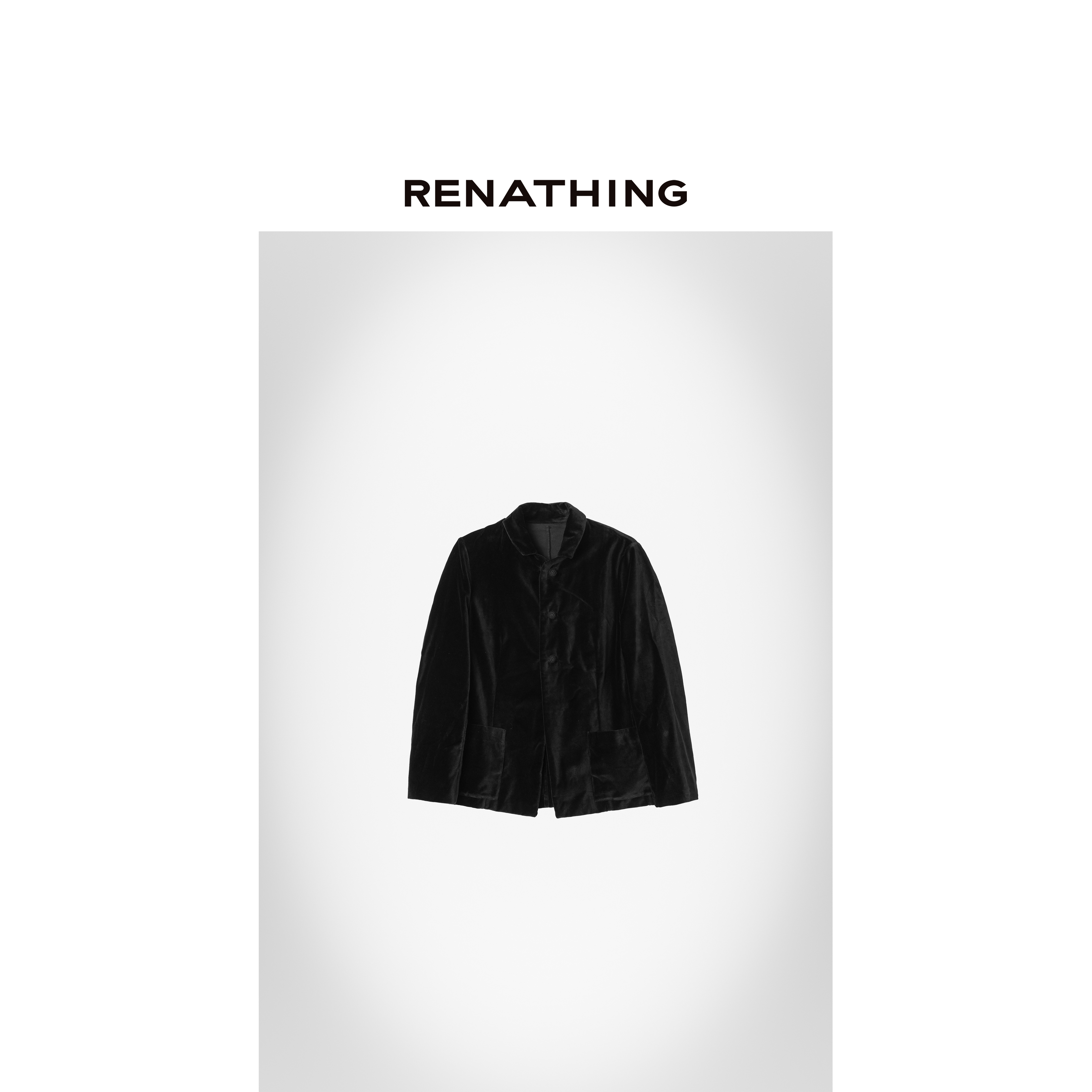 【RENATHING】分割立领口袋丝绒外套