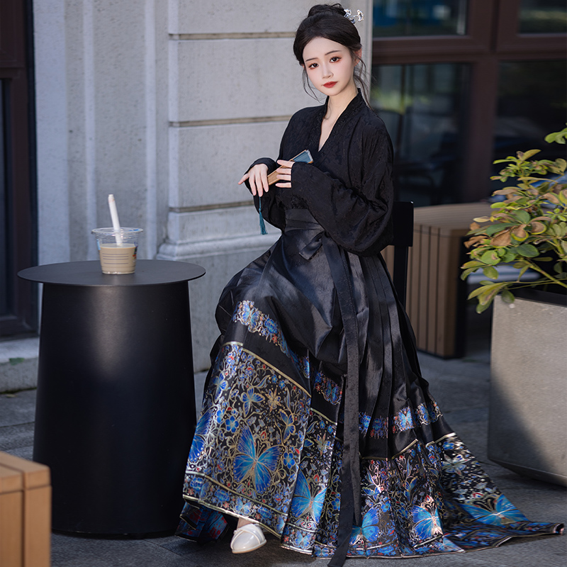 （庄周梦）汉服日常中国风马面汉元素织金妆花重工四季款5米55对褶