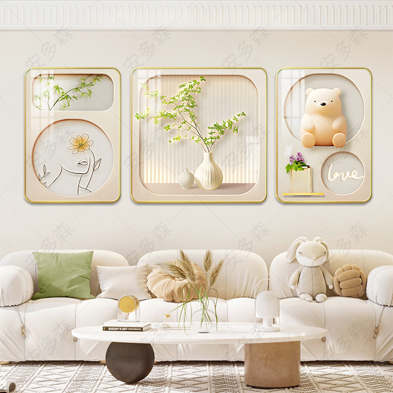 【K14款】新款沙发背景墙现代轻奢新中式三联壁画客厅酒民宿装饰画