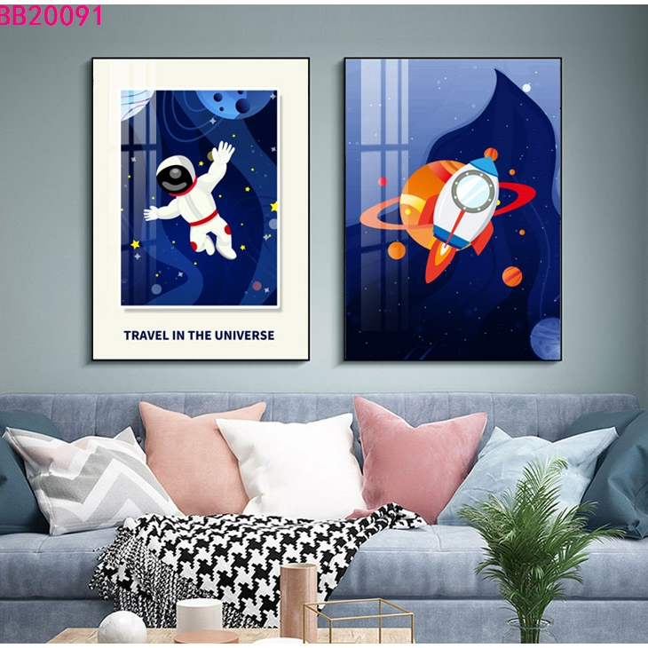  卧室床头装饰画太空宇航员男孩房间儿童房墙面壁画现代简约挂画