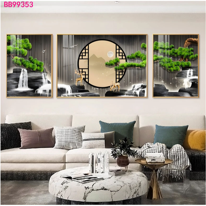 客厅装饰画山水画大气迎客松办公室背景墙新中式禅意茶室壁画挂画