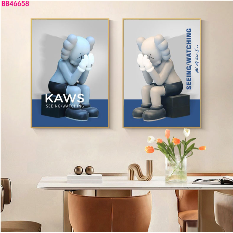 卡通动漫芝麻街kaws床头挂画高级卧室背景墙卧室背景墙餐厅房间画