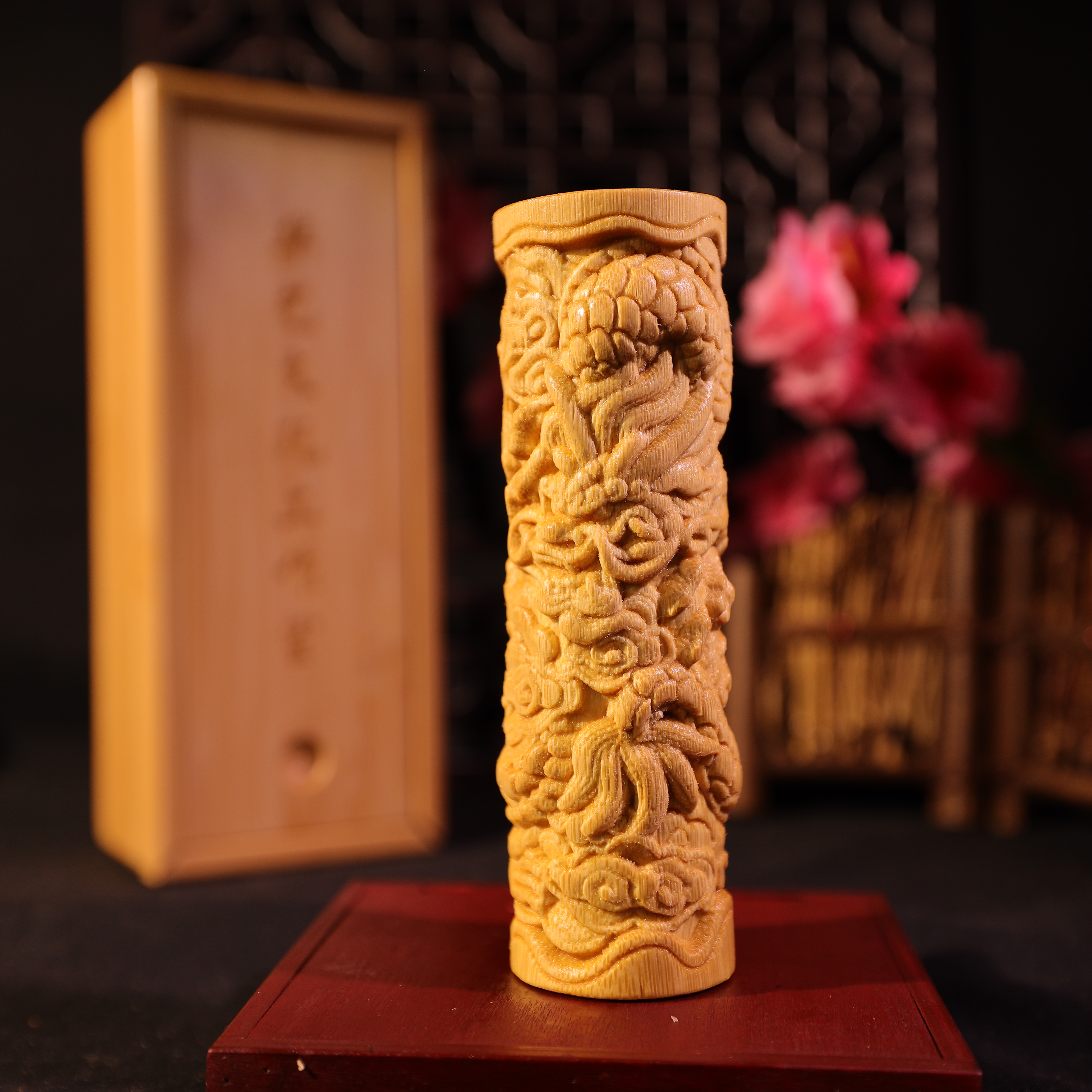 【叁壹】大直径龙柱 高13公分左右  实心竹雕刻打磨  精品