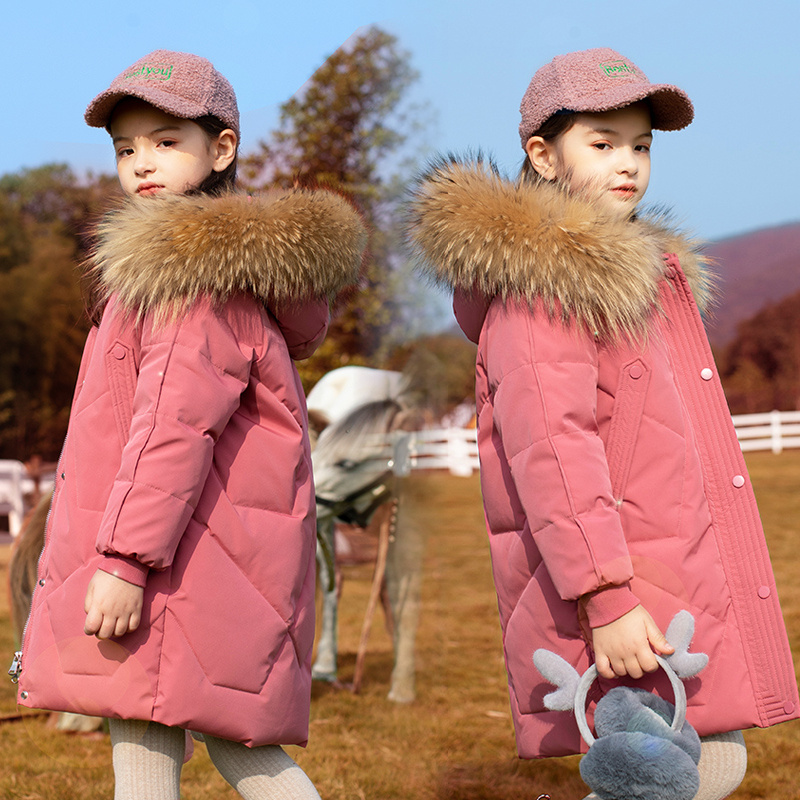 2025新款儿童羽绒服女童中长款韩版洋气中大童加厚外套