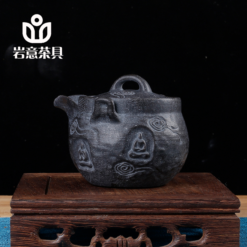 岩意茶具安化冰碛岩复古家用石头养生泡茶壶纯全手工无相佛宝瓶壶