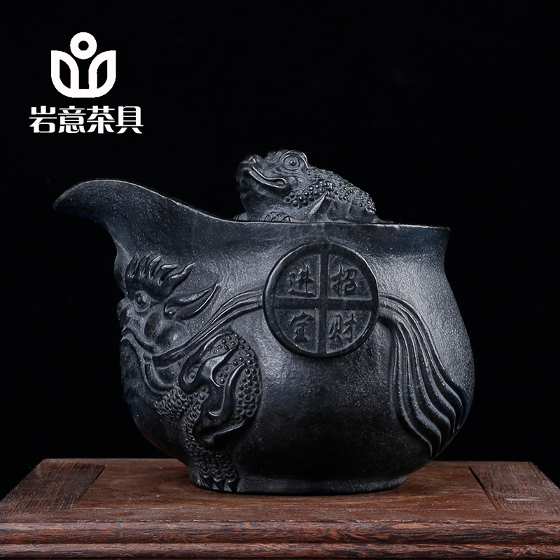 岩意茶具安化天然冰碛岩纯手工养生石头泡茶壶创意金蟾宝瓶手抓壶