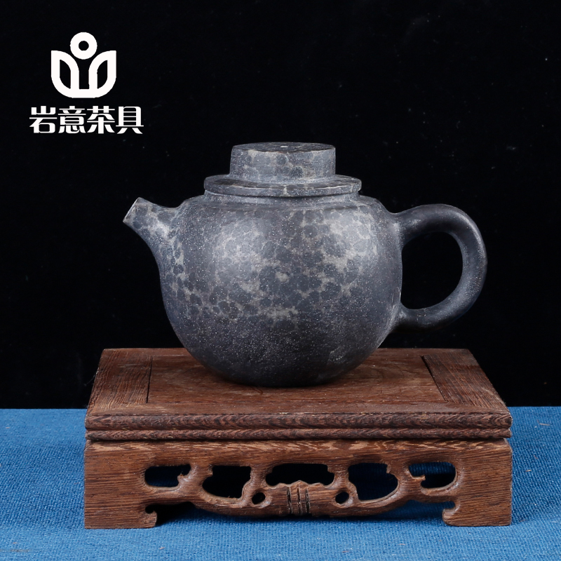 岩意茶具天然冰碛岩石头泡茶壶家用纯全手工雕刻巨轮壶创意具轮珠