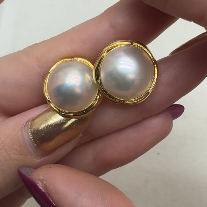 拼合珍珠（马贝珠）耳饰未镶嵌
