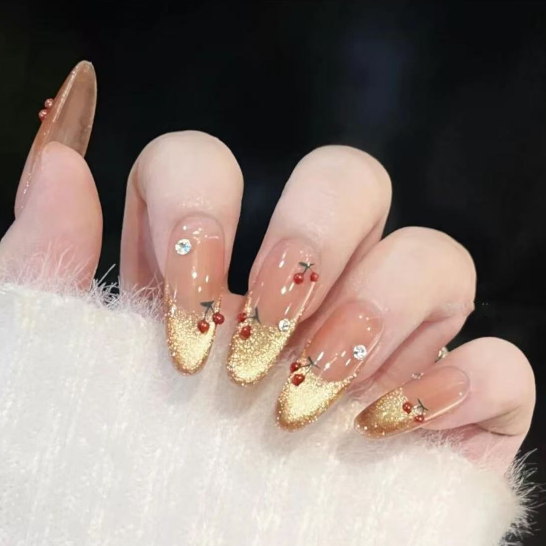 【樱桃】高级气质显白手工穿戴美甲