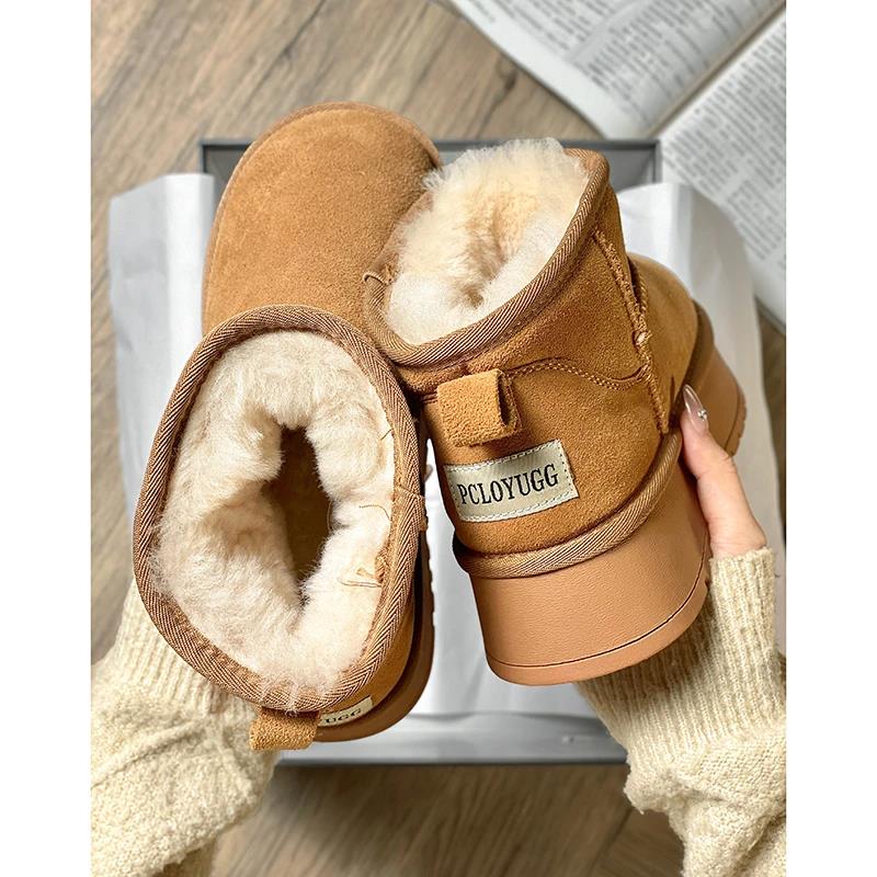 潮流高级感雪地靴女2024新款秋冬季厚底皮毛一体保暖短筒靴棉鞋潮