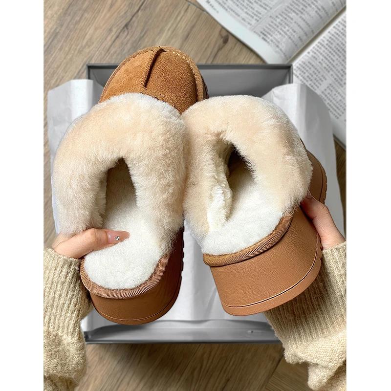 冬季拖鞋2024年新款毛毛鞋包头拖鞋女加绒保暖棉鞋真皮真毛雪地靴