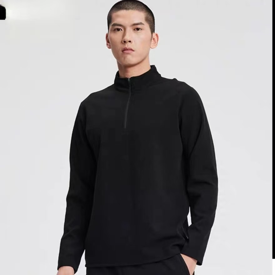 6204双面德绒弹力修身型半高领拉链男士休闲套头打底衫