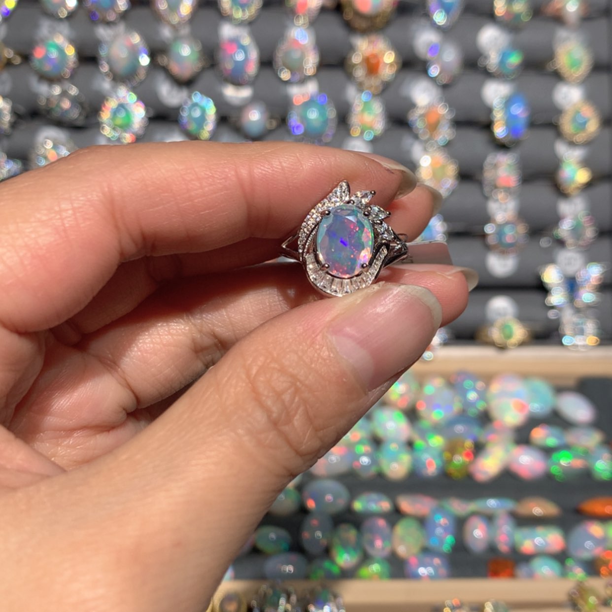 【闪购商品】欧泊戒指银S925镶嵌✨*?