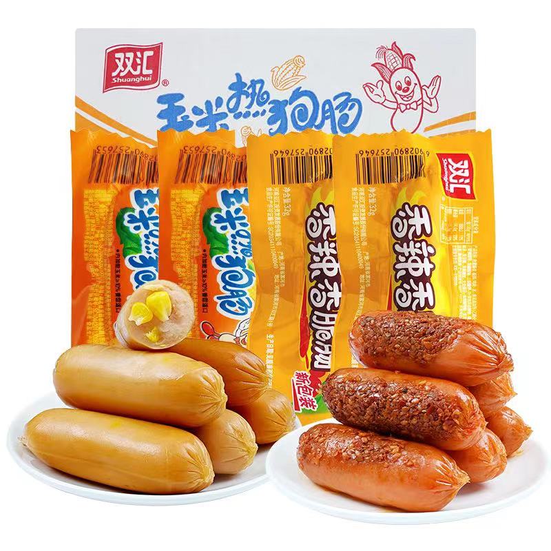 玉米热狗香辣香脆肠即食吃小吃小零食脆皮烤肠火腿香肠整箱批