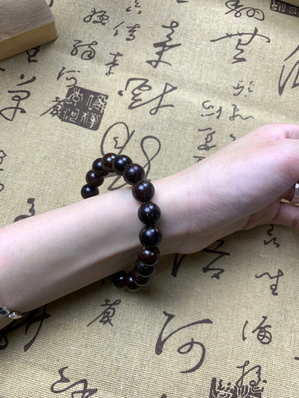 A+黑金级天然紫金鼠正圆光珠佛珠菩提子男女款精品招财文玩手