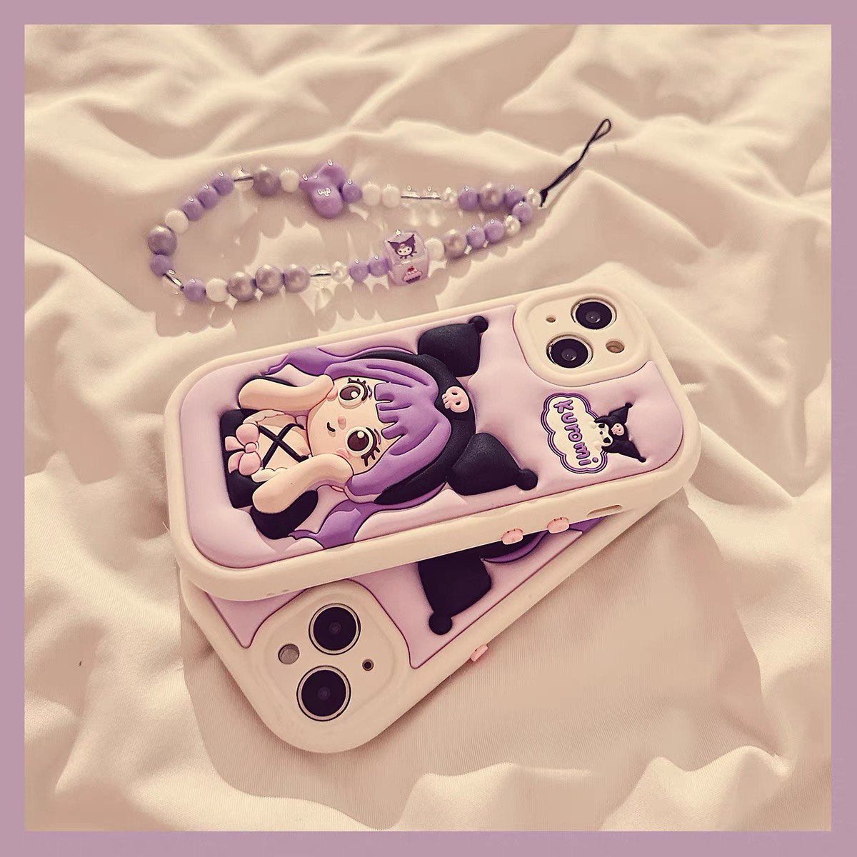 卡通立体库洛米女孩iPhone15promax苹果13手机壳12链条14小众