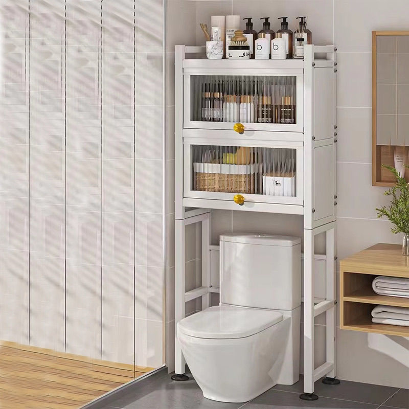 带柜门马桶置物架上方落地式厕所浴室防尘卫生间多层新款收纳架子