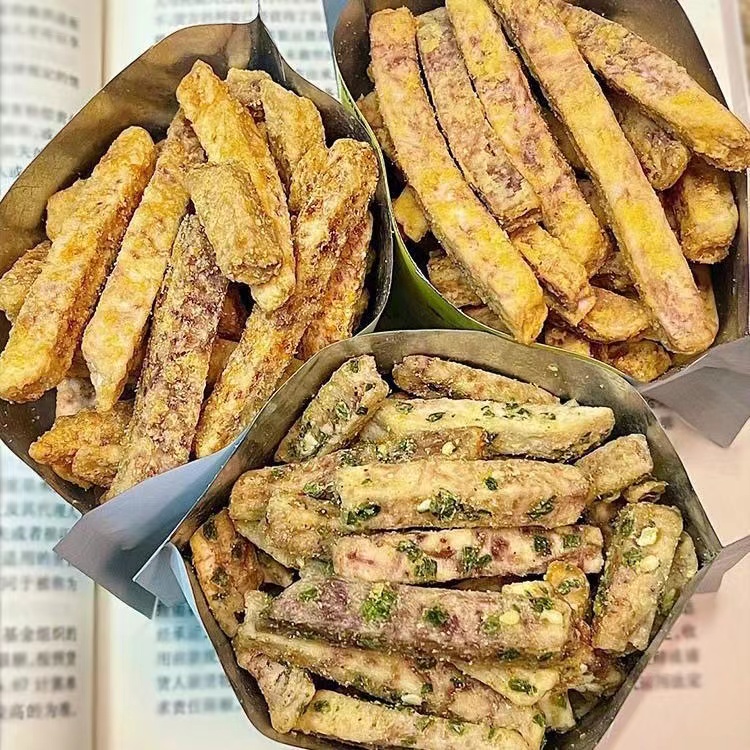 香脆荔浦芋头条咸蛋黄蟹黄海苔香葱味非油炸追剧网红休闲小吃零食