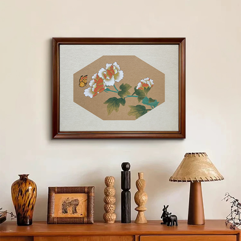 【蝶舞花间】中古餐厅装饰画蝴蝶餐边柜墙壁手绘油画新中式风书房画