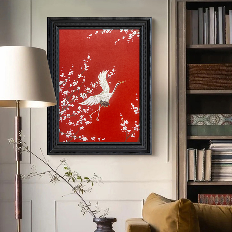 【仙鹤】手绘油画中古风客厅背景墙装饰画法式餐厅卧室艺术玄关挂画