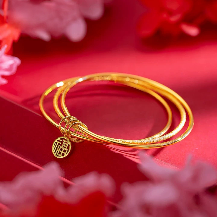 铜合金手镯 三生三世手镯女款福牌吊坠轻奢小众设计高级感首饰品